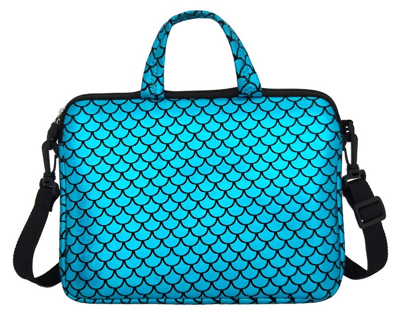 Youda 11.6-Inch Laptop Shoulder Messenger Carrying Bag Case Sleeve For 11" 11.6" 12" 12.5 inch Macbook/Notebook/Ultrabook/Chromebook, Mermaid Scale (Blue) - Image 2